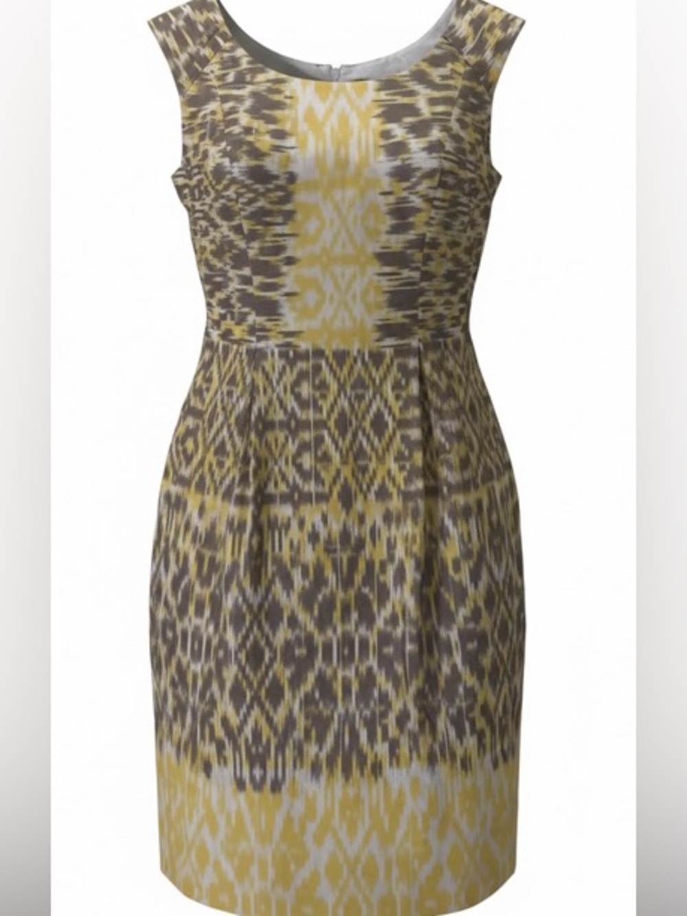 Adrianna Papell Animal Cheetah 🐆 print Abstract Yellow + Grey Sheath Dress